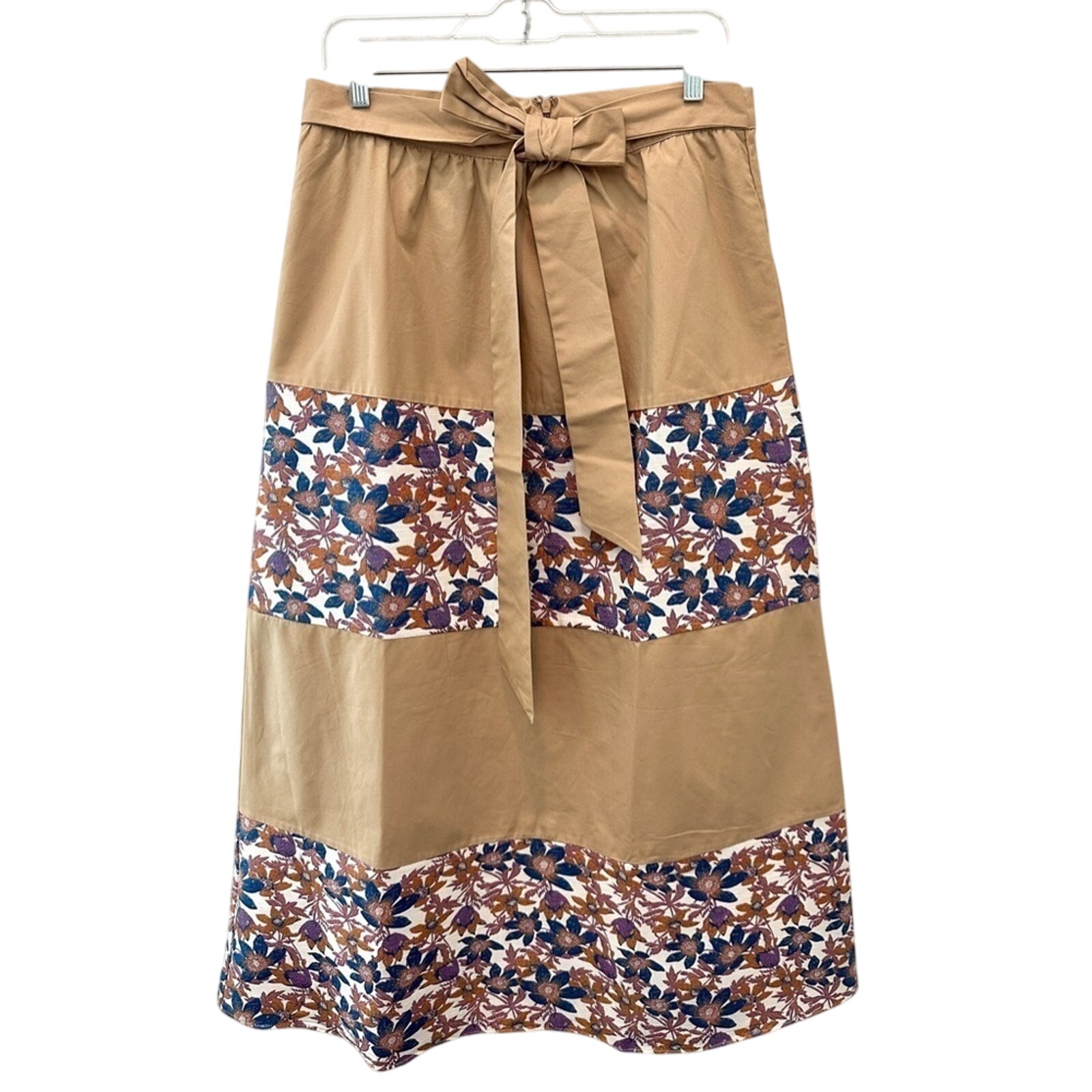 Anthropologie X Sachin & Babi | Tan Floral Embroidered Tier Maxi Skirt | Size 12